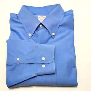 Brooks Brothers 346 Blue Long Sleeve Dress Shirt Button Down Collar 16-34"